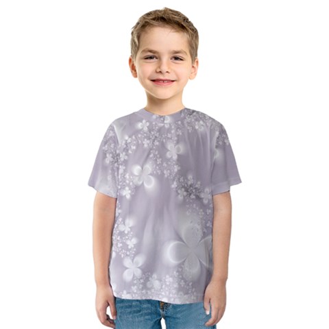 Pale Mauve White Flowers Kids  Sport Mesh Tee by SpinnyChairDesigns