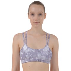 Pale Mauve White Flowers Line Them Up Sports Bra by SpinnyChairDesigns