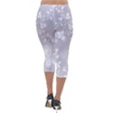 Pale Mauve White Flowers Lightweight Velour Capri Leggings  View2