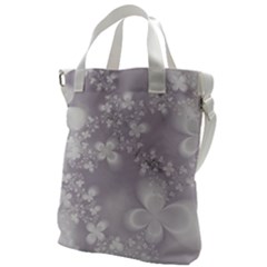 Pale Mauve White Flowers Canvas Messenger Bag by SpinnyChairDesigns