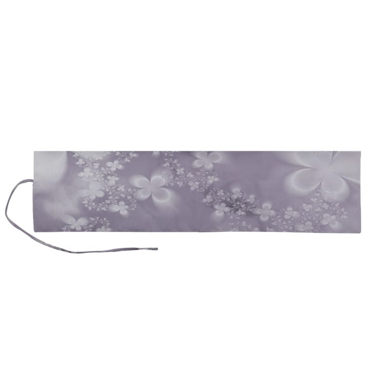 Pale Mauve White Flowers Roll Up Canvas Pencil Holder (L)