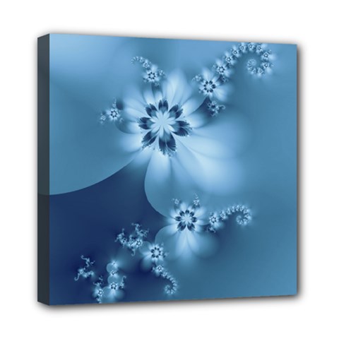 Steel Blue Flowers Mini Canvas 8  X 8  (stretched) by SpinnyChairDesigns