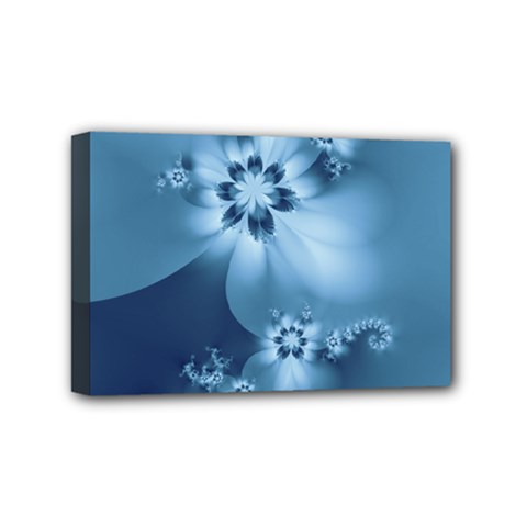 Steel Blue Flowers Mini Canvas 6  X 4  (stretched) by SpinnyChairDesigns