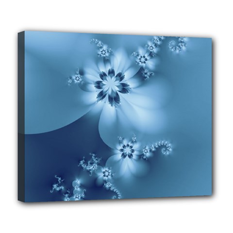 Steel Blue Flowers Deluxe Canvas 24  X 20  (stretched) by SpinnyChairDesigns