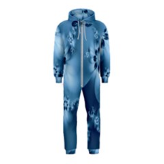 Steel Blue Flowers Hooded Jumpsuit (kids) by SpinnyChairDesigns