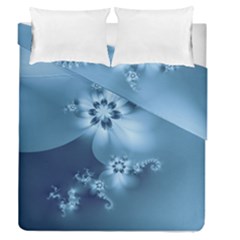 Steel Blue Flowers Duvet Cover Double Side (queen Size) by SpinnyChairDesigns