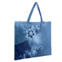 Steel Blue Flowers Zipper Large Tote Bag View2