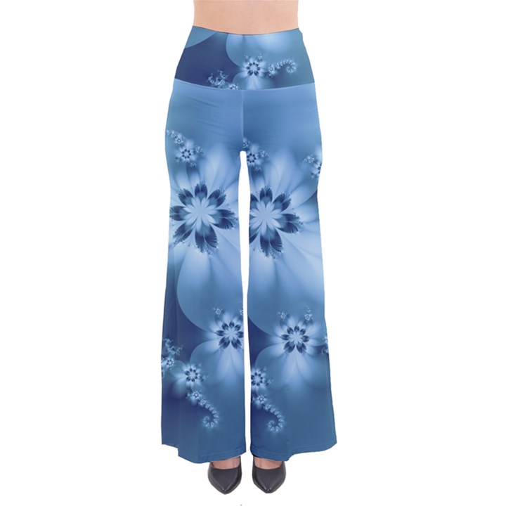 Steel Blue Flowers So Vintage Palazzo Pants