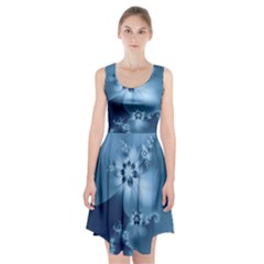 Steel Blue Flowers Racerback Midi Dress by SpinnyChairDesigns