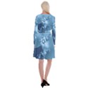 Steel Blue Flowers Long Sleeve Velvet Front Wrap Dress View2