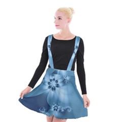 Steel Blue Flowers Suspender Skater Skirt by SpinnyChairDesigns