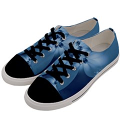 Steel Blue Flowers Men s Low Top Canvas Sneakers by SpinnyChairDesigns