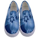 Steel Blue Flowers Kids  Canvas Slip Ons View1