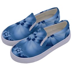 Steel Blue Flowers Kids  Canvas Slip Ons by SpinnyChairDesigns