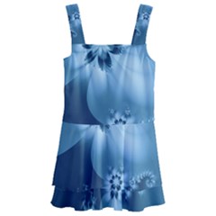 Steel Blue Flowers Kids  Layered Skirt Swimsuit by SpinnyChairDesigns