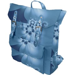 Steel Blue Flowers Buckle Up Backpack by SpinnyChairDesigns