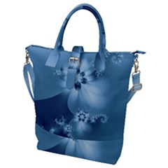 Steel Blue Flowers Buckle Top Tote Bag by SpinnyChairDesigns