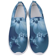 Steel Blue Flowers Men s Slip On Sneakers by SpinnyChairDesigns