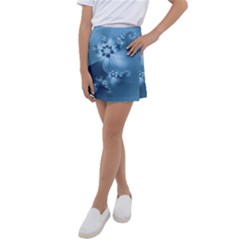 Steel Blue Flowers Kids  Tennis Skirt by SpinnyChairDesigns