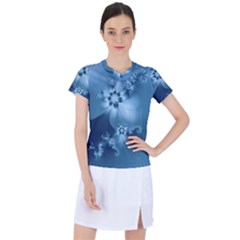 Steel Blue Flowers Women s Sports Top by SpinnyChairDesigns