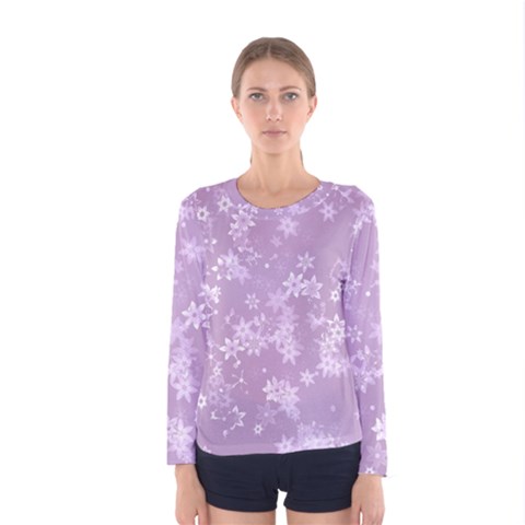 Lavender And White Flowers Women s Long Sleeve Tee by SpinnyChairDesigns