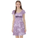 Lavender and White Flowers Short Sleeve Skater Dress View1