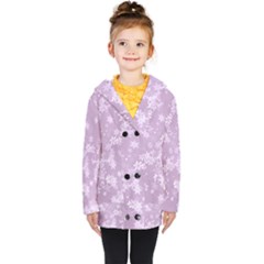 Lavender And White Flowers Kids  Double Breasted Button Coat by SpinnyChairDesigns