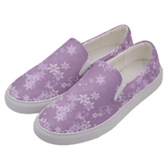 Lavender And White Flowers Men s Canvas Slip Ons by SpinnyChairDesigns