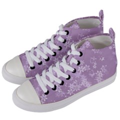 Lavender And White Flowers Women s Mid-top Canvas Sneakers by SpinnyChairDesigns