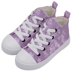 Lavender And White Flowers Kids  Mid-top Canvas Sneakers by SpinnyChairDesigns