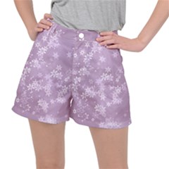 Lavender And White Flowers Ripstop Shorts by SpinnyChairDesigns