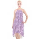 Lavender and White Flowers High-Low Halter Chiffon Dress  View1