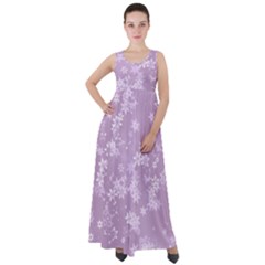 Lavender And White Flowers Empire Waist Velour Maxi Dress by SpinnyChairDesigns