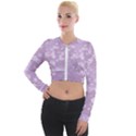 Lavender and White Flowers Long Sleeve Cropped Velvet Jacket View1