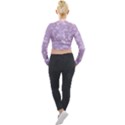 Lavender and White Flowers Long Sleeve Cropped Velvet Jacket View2