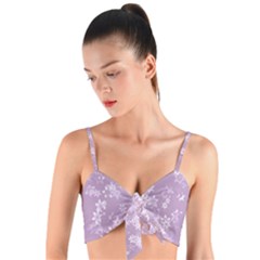 Lavender And White Flowers Woven Tie Front Bralet by SpinnyChairDesigns