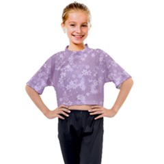 Lavender And White Flowers Kids Mock Neck Tee