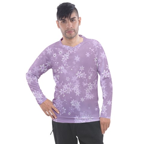 Lavender And White Flowers Men s Pique Long Sleeve Tee by SpinnyChairDesigns