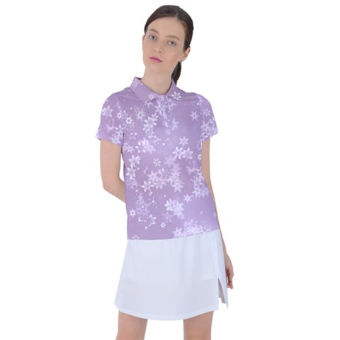 Lavender And White Flowers Women s Polo Tee by SpinnyChairDesigns