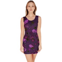 Purple Flowers Bodycon Dress