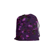 Purple Flowers Drawstring Pouch (small) by SpinnyChairDesigns