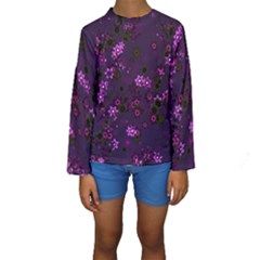 Purple Flowers Kids  Long Sleeve Swimwear