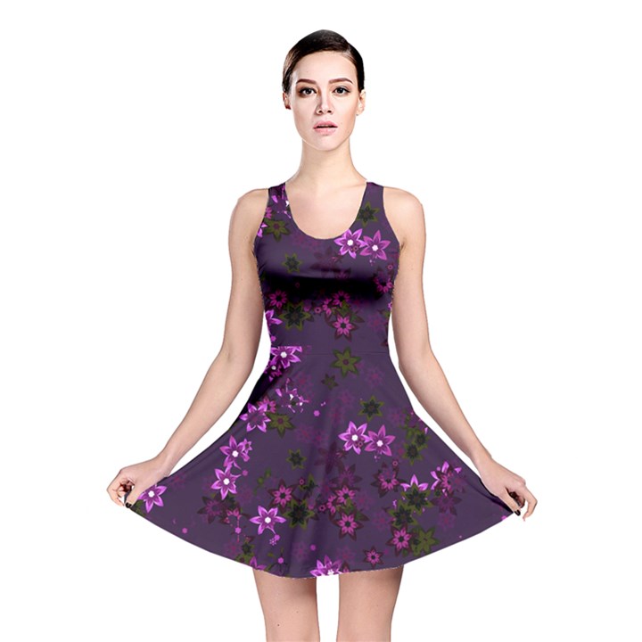 Purple Flowers Reversible Skater Dress