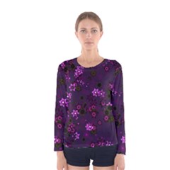 Purple Flowers Women s Long Sleeve Tee