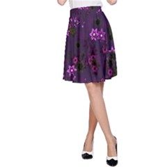 Purple Flowers A-Line Skirt