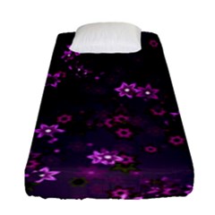 Purple Flowers Fitted Sheet (single Size) by SpinnyChairDesigns