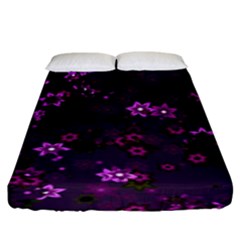 Purple Flowers Fitted Sheet (King Size)