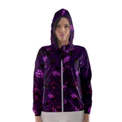 Purple Flowers Women s Hooded Windbreaker