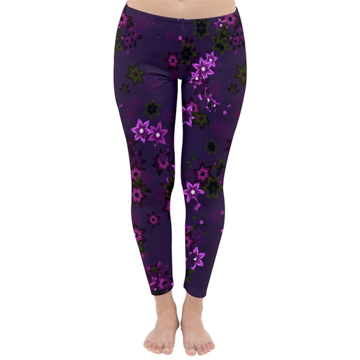 Purple Flowers Classic Winter Leggings