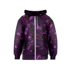 Purple Flowers Kids  Zipper Hoodie